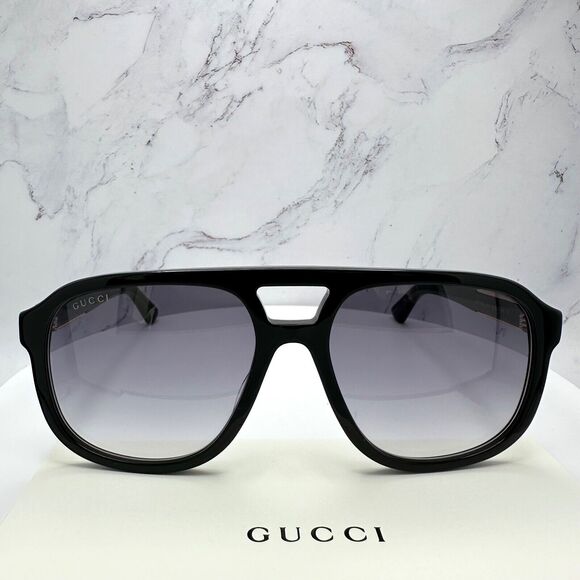 New Gucci Sunglasses Black Aviator - Picture 9 of 16